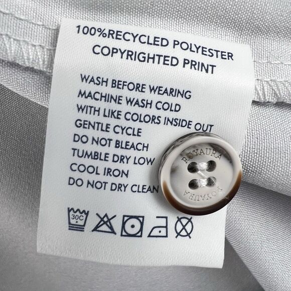 Royaura Hawaiian Bowling Shirt Gray Bamboo Print Casual Short Sleeve Button Down - Picture 9 of 14